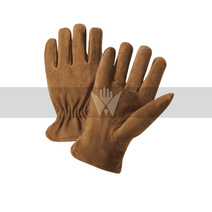 Brown Split Leather Driver Gloves with Keystone Thumb & Fleece Lining – Warm, Durable & Flexible