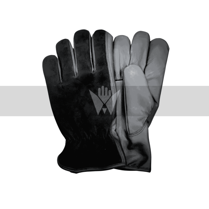 Black Goat Leather & Split Leather Driver Gloves with Fleece Lining & Keystone Thumb – Warm, Durable & Flexible