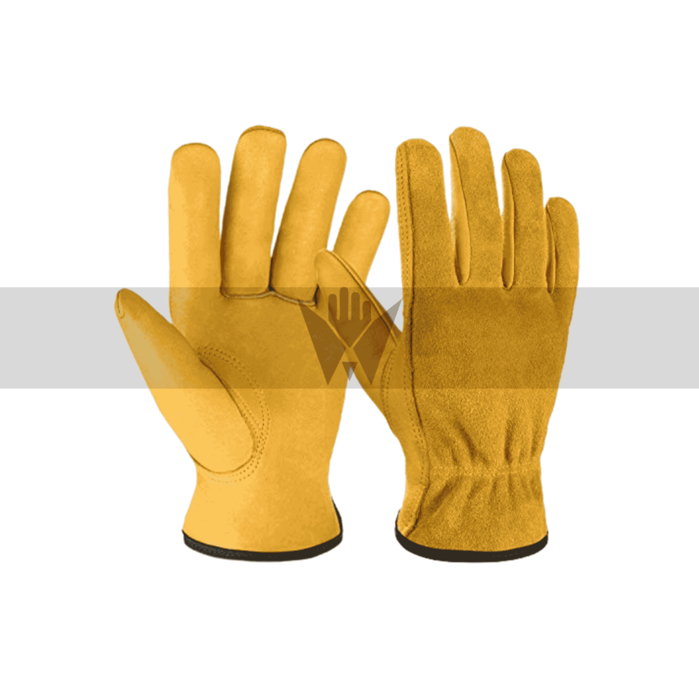 Yellow Goat Leather & Split Leather Driver Gloves with Keystone Thumb – Durable