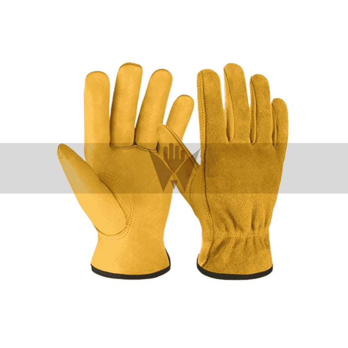 Yellow Goat Leather & Split Leather Driver Gloves with Keystone Thumb – Durable