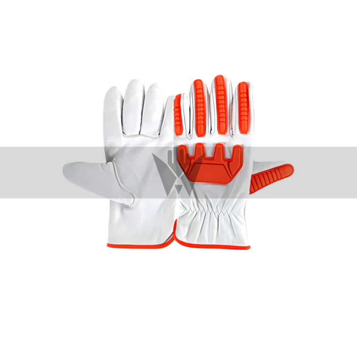 White Goat Leather Driver Gloves with TPR & Kevlar Lining – Cut-Resistant