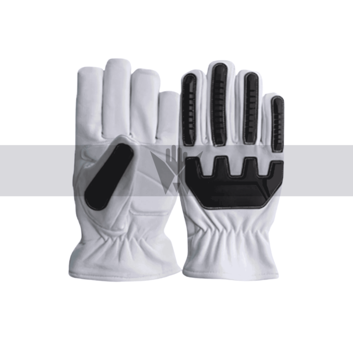 White Goat Leather Driver Gloves with TPR & Gel Palm & Kevlar Lining – Impact-Protected, Cut-Resistant