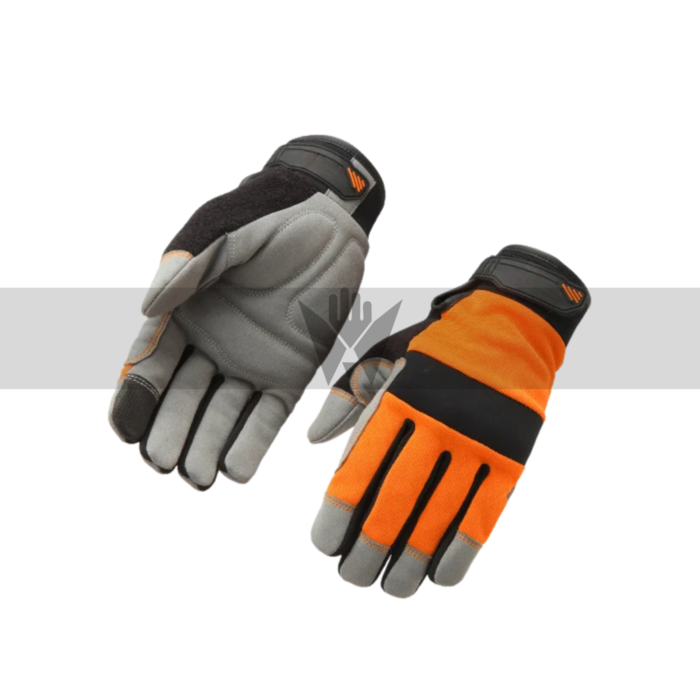 Impact-Resistant Synthetic Mechanic Gloves with PVC Knuckle Guards & Fingertip Reinforcemen