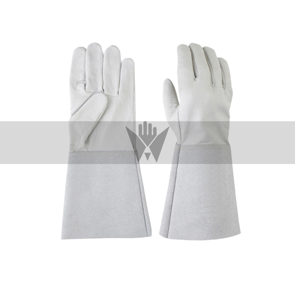 White Goat Leather Welding Gloves with Kevlar Lining & 6-Inch Cuff