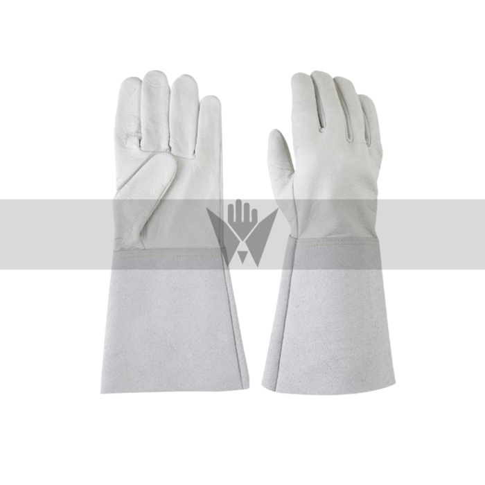 White Goat Leather Welding Gloves with Kevlar Lining & 6-Inch Cuff