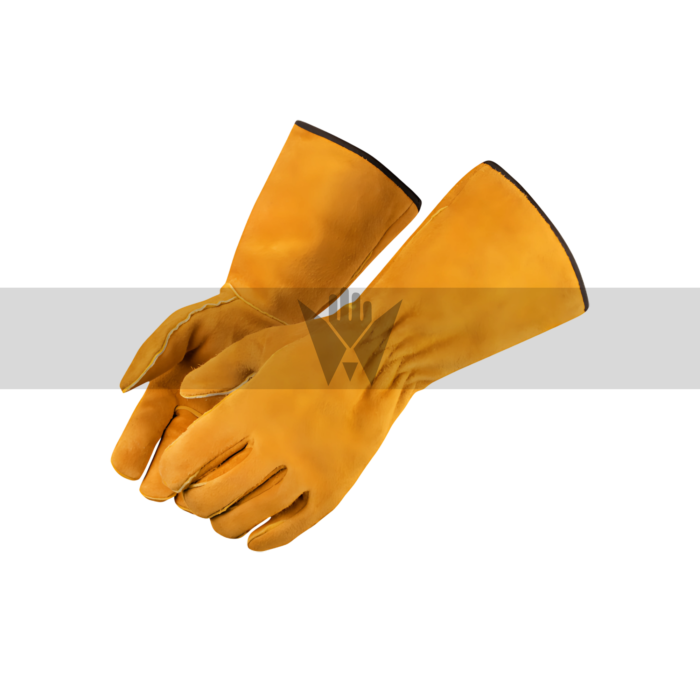 Yellow Split Leather Welding Gloves with 6-Inch Cuff