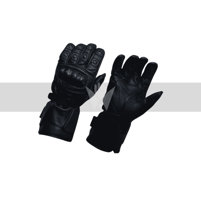 Men’s Black Leather Motorcycle Winter Gloves – Cowhide, Insulated & Water-Resistant