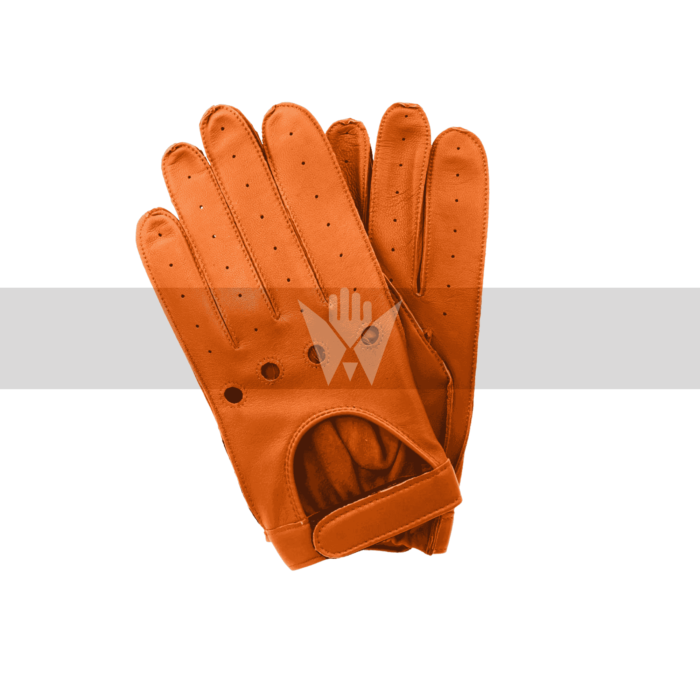 Men’s Unlined Driving Gloves – 100% Sheep Nappa Leather, Cognac Brown, Classic Fit