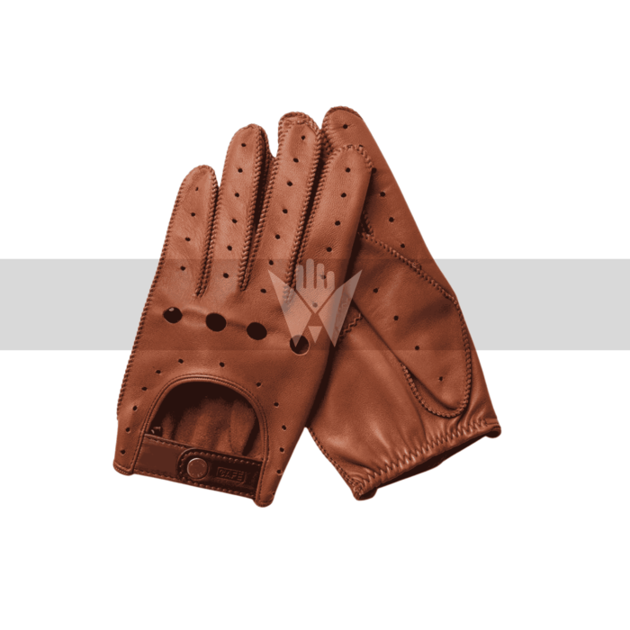 Triton Leather Driving Gloves – Handcrafted, Roasted Brown, Cobrax Snap, Perforated Premium Lambskin
