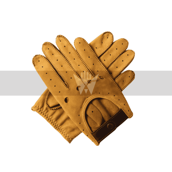 Men’s Two-Tone Leather Driving Gloves – Suited Racer x Wasaia, Hairsheep Leather, Unlined, Slim Fit, Stylish Cut-Out Design