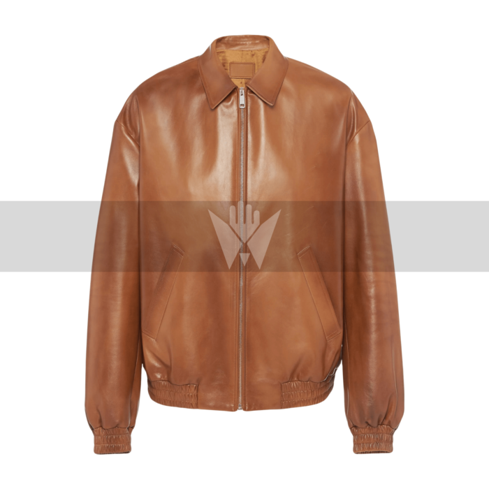 Unisex Brown Leather Bomber Jacket – Genuine Leather Outerwear for Men & Women